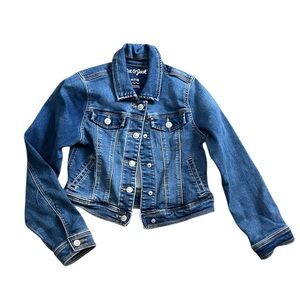 Kids Cat & Jack Classic Blue Denim Jean Jacket Snap Closures Size M 7/8 Unisex